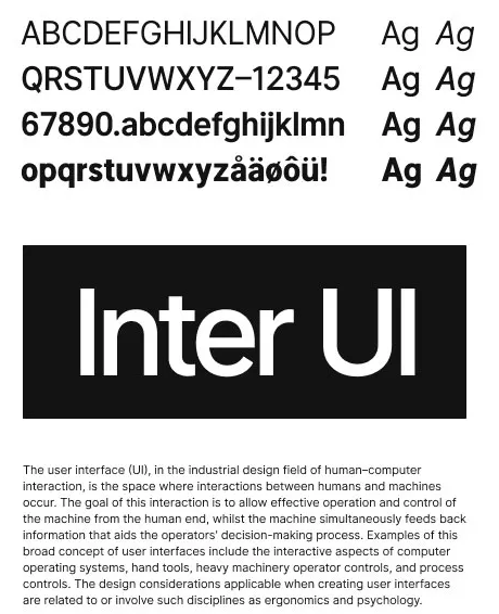 清晰字体：Inter UI