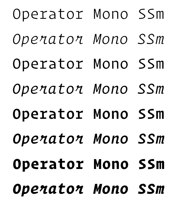 OperatorMonoSSm系列字体