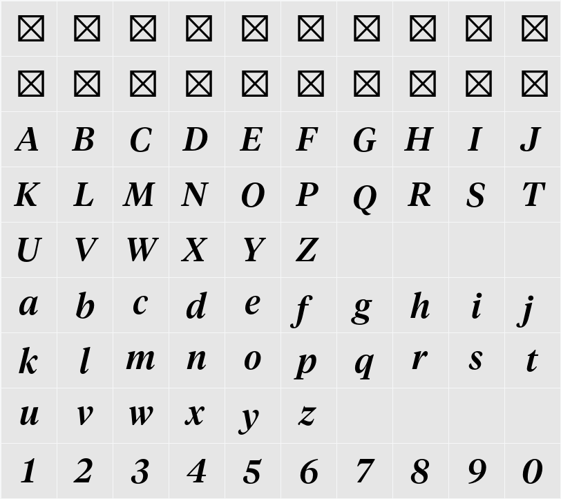 Tiempos Headline Medium 字符映射表