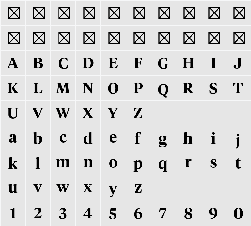 Tiempos Headline Semibold 字符映射表
