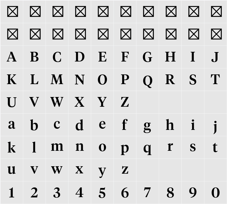 Tiempos Headline Medium 字符映射表