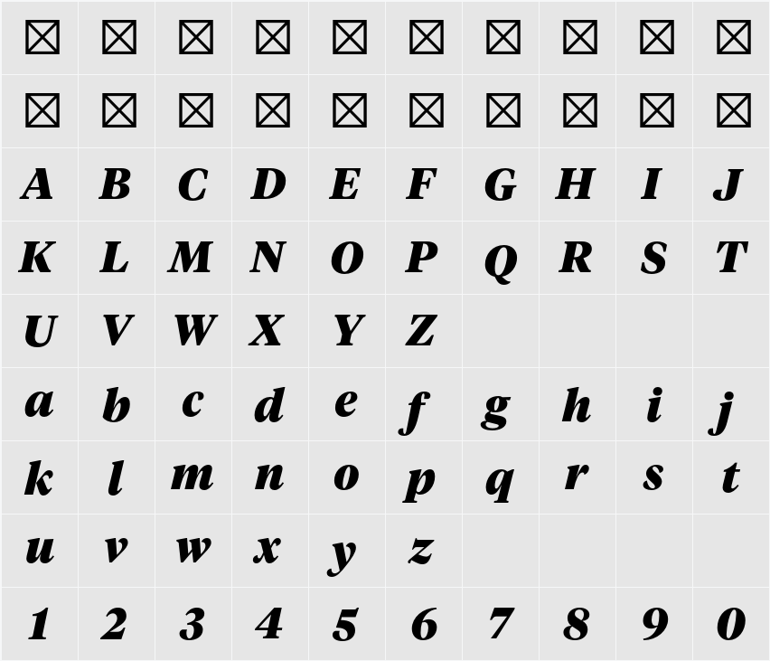 Tiempos Headline Black 字符映射表