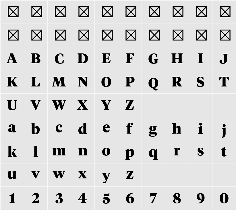 Tiempos Headline Black 字符映射表