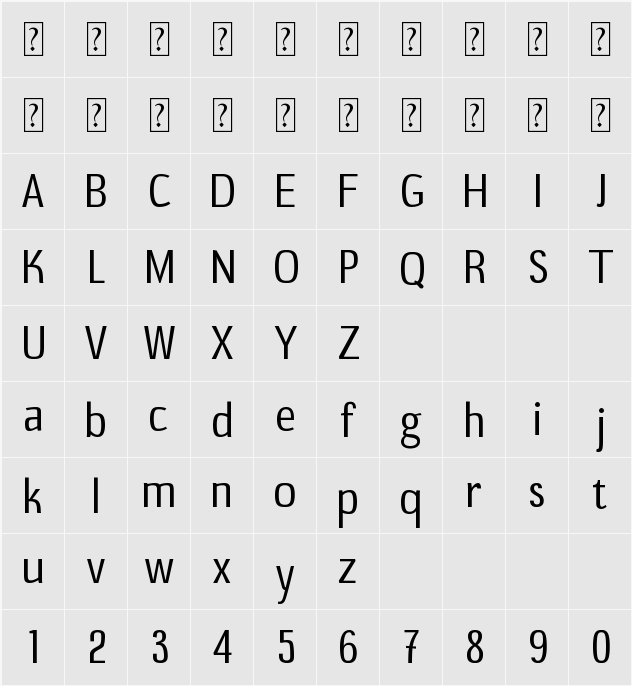 B20 Sans 字符映射表