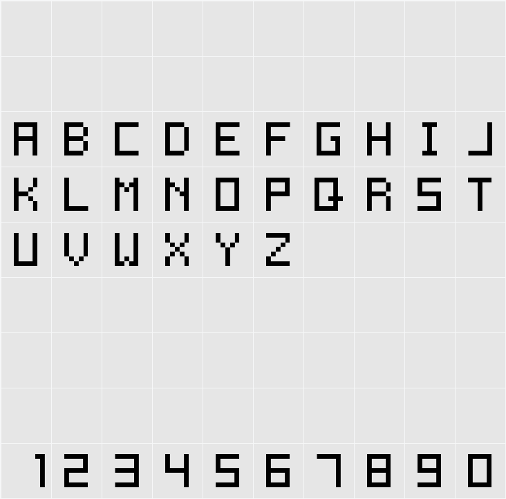 5x7 MT Pixel 字符映射表