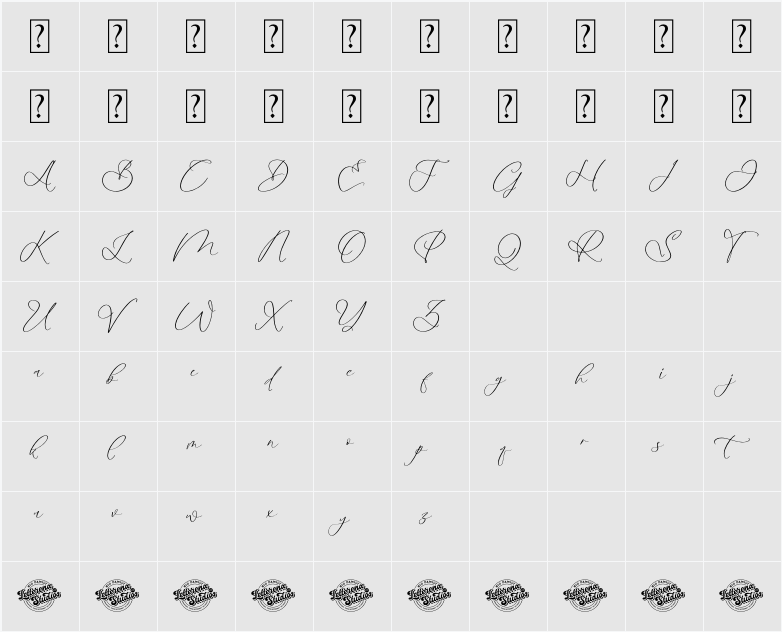 Bernyota Fallysha DEMO VERSION 字符映射表