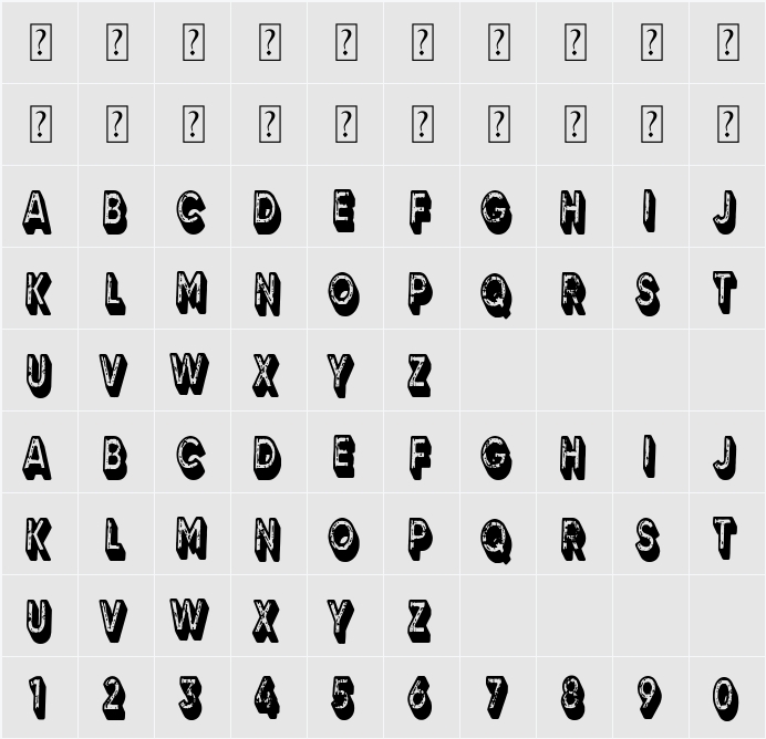 3D Grunge Studio 字符映射表