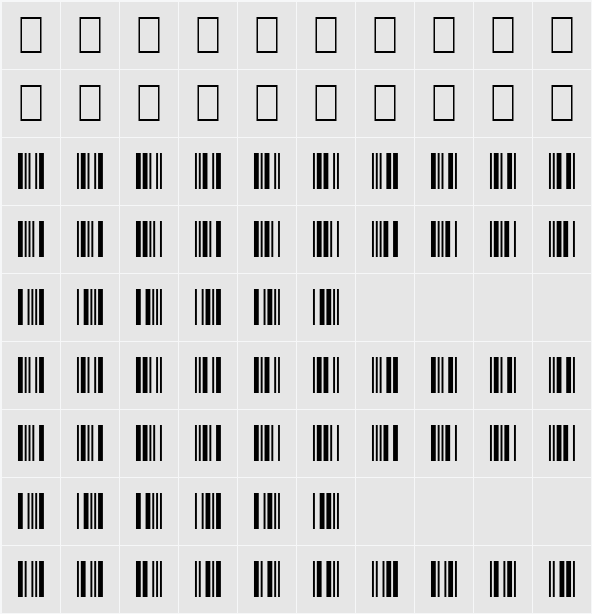 3 of 9 Barcode 字符映射表