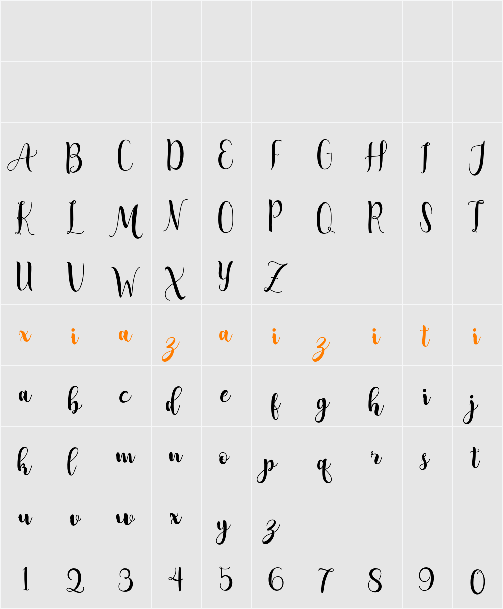 Adreena Script Demo 字符映射表