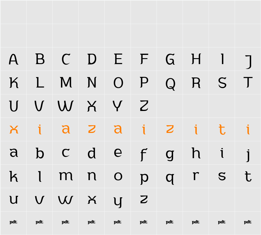 Adahi Personal Use Light 字符映射表