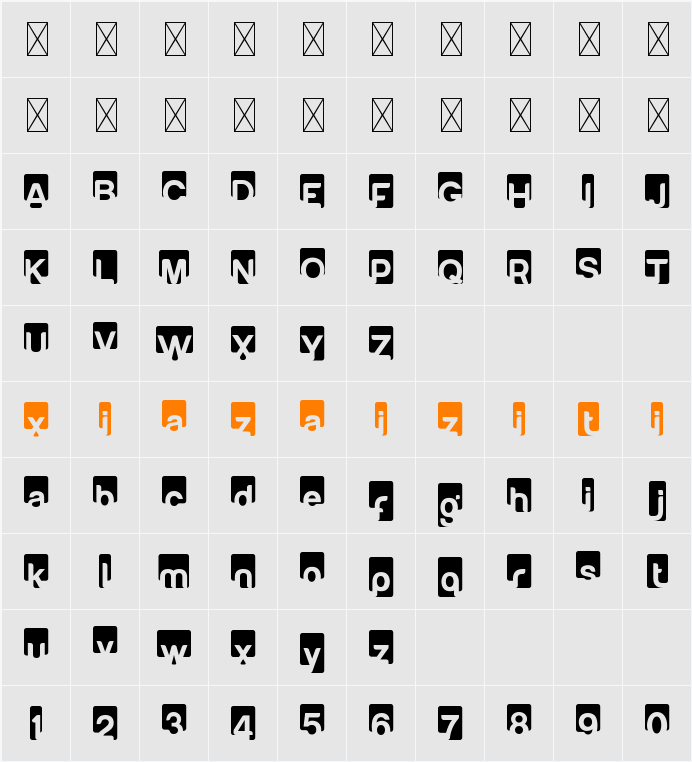 Afficher 字符映射表