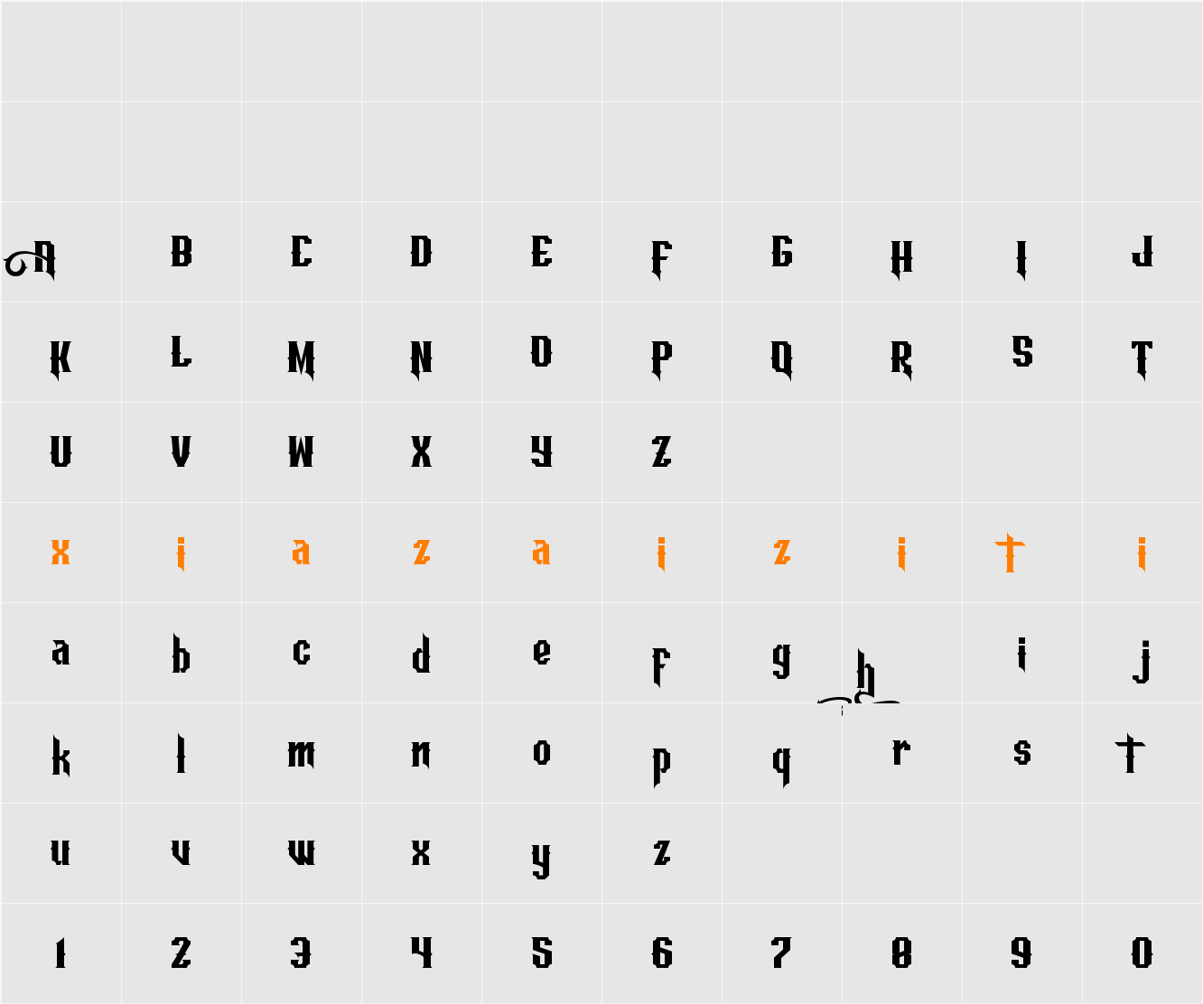 Aesthetic DEMO 字符映射表