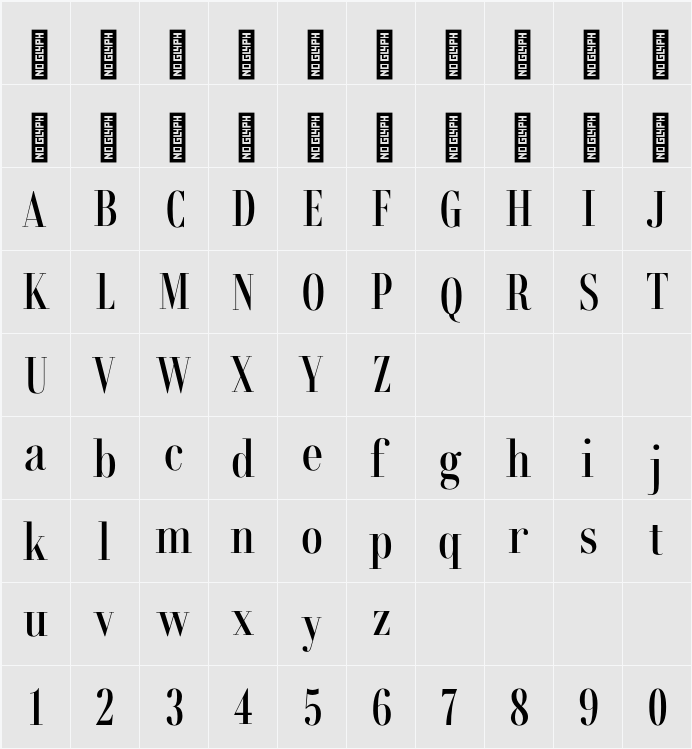 Rondal Semibold 字符映射表