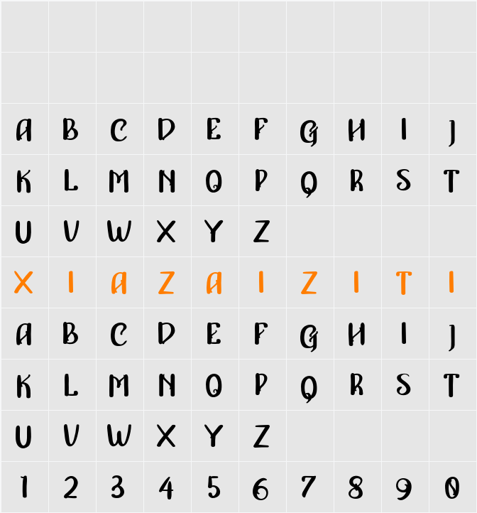 Afterglow FREE 字符映射表