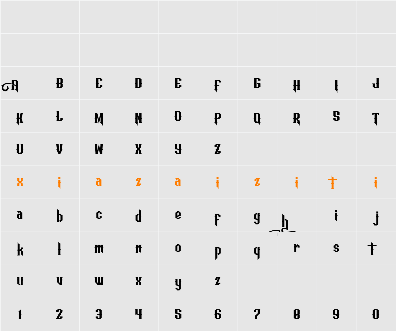 Aesthetic DEMO 字符映射表