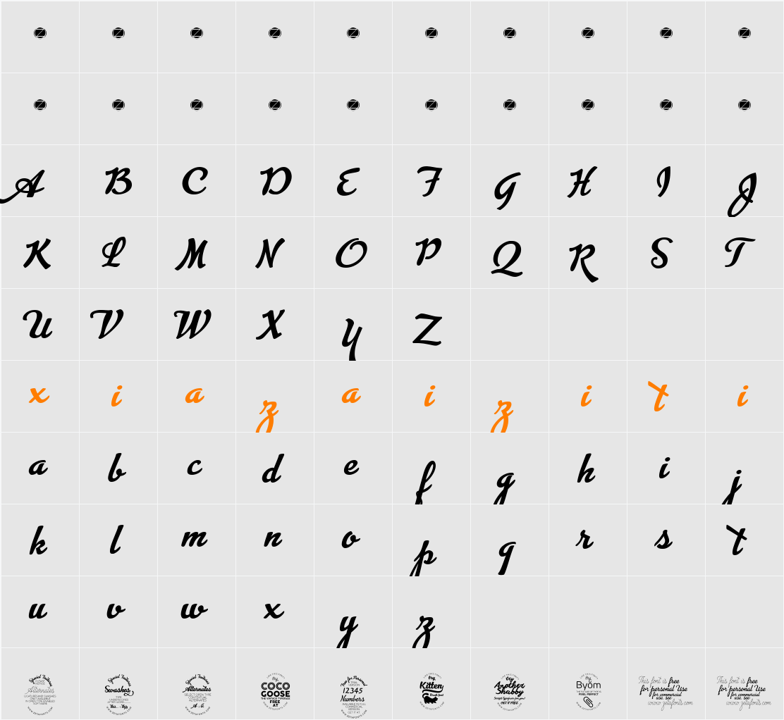 Advertising Script 字符映射表