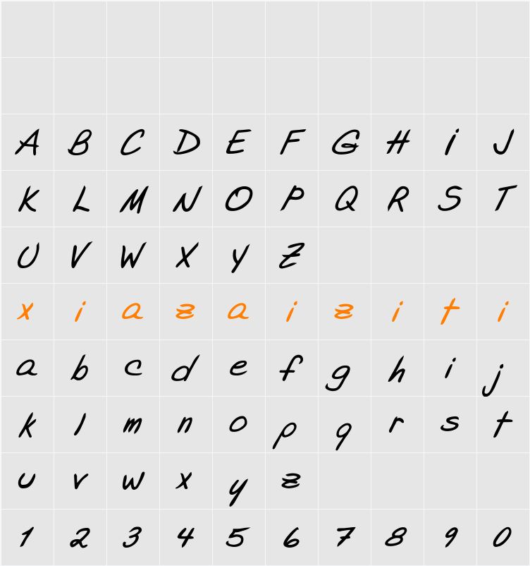 Adelyne 字符映射表