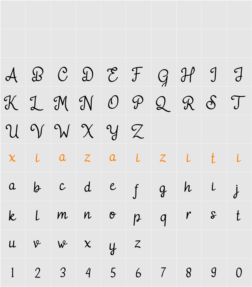 adelitha demo 字符映射表