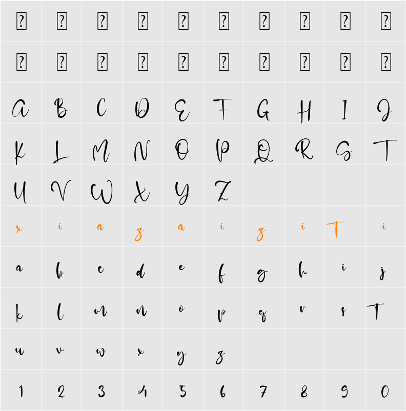 Adelle Script 字符映射表