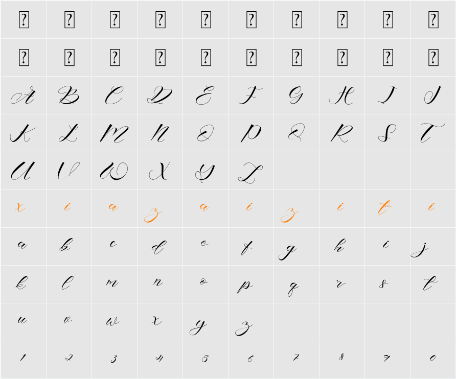 Adelina 字符映射表