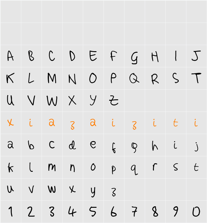 adam handwriting test 字符映射表