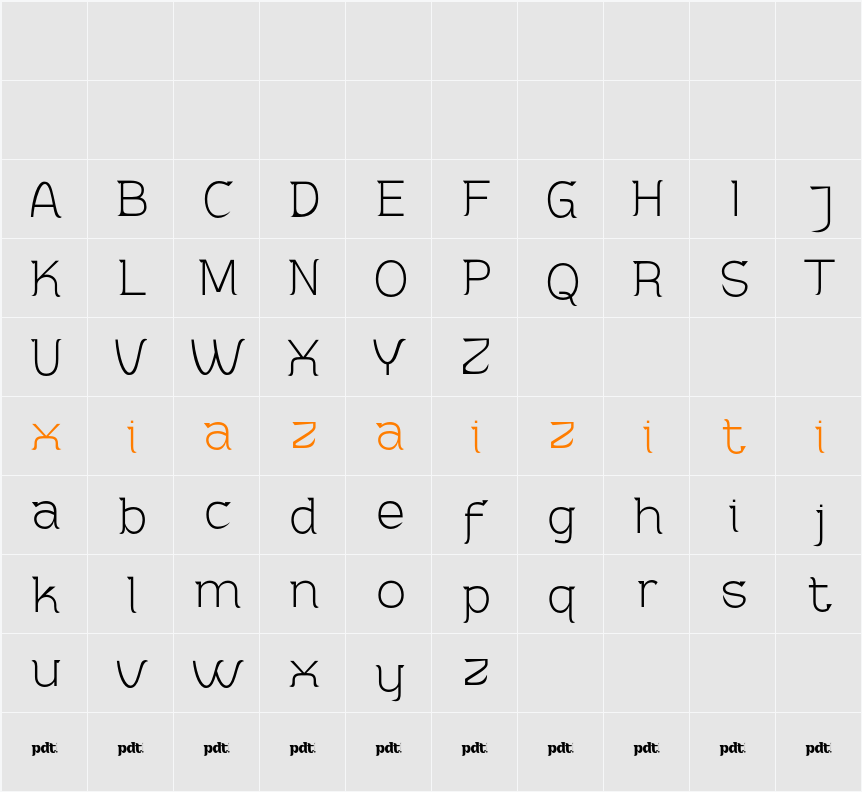 Adahi Personal Use Thin 字符映射表