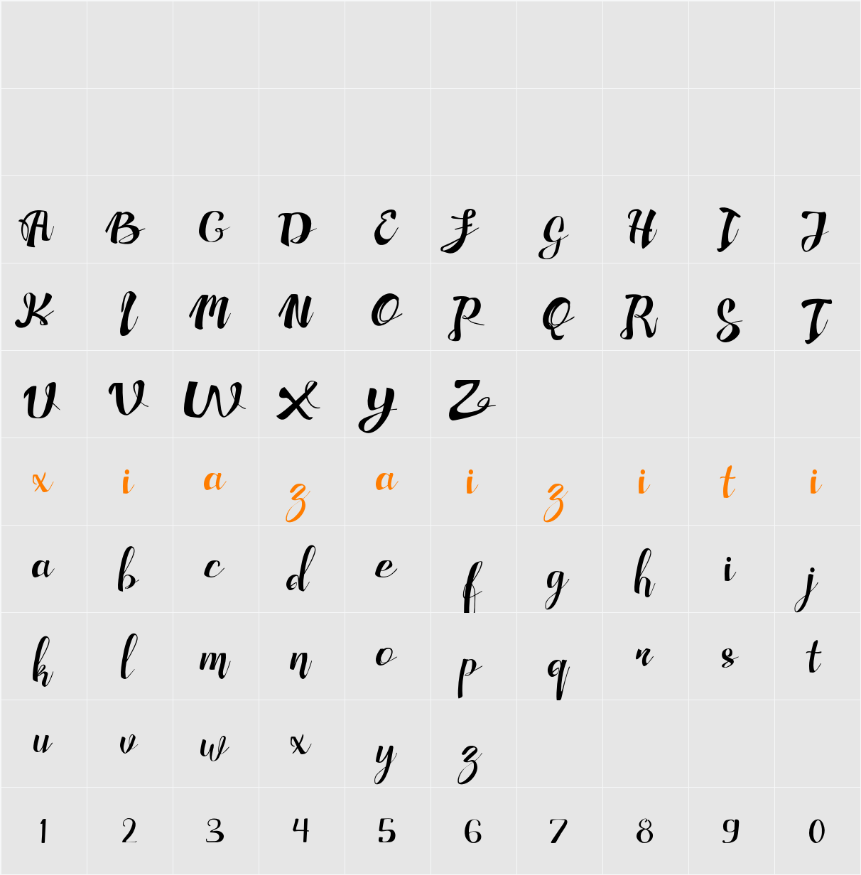 Adefebia Free Font 字符映射表