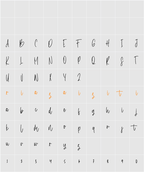 Aerilay 字符映射表