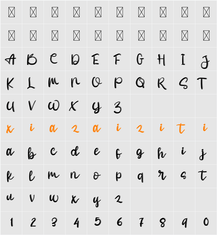 Aellena 字符映射表