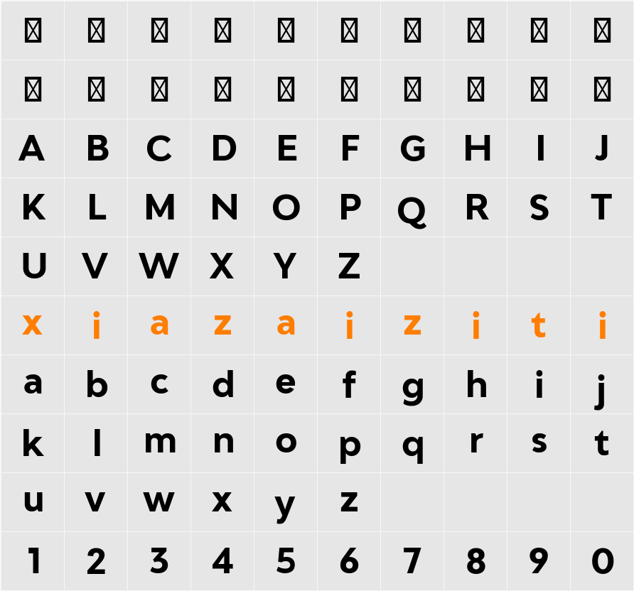 Adlinnaka Bold 字符映射表