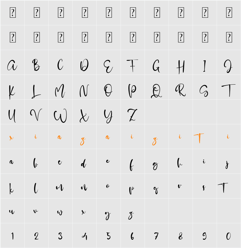 Adelle Script 字符映射表