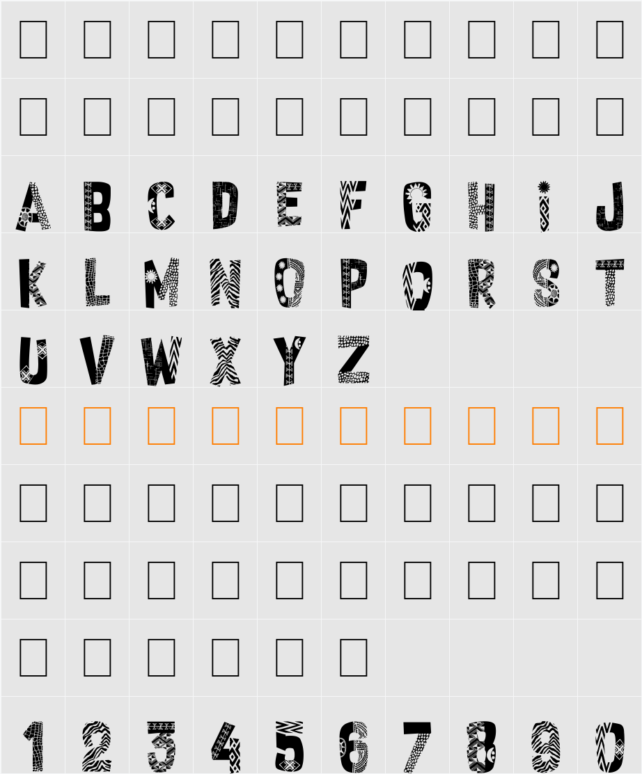 African Style 字符映射表