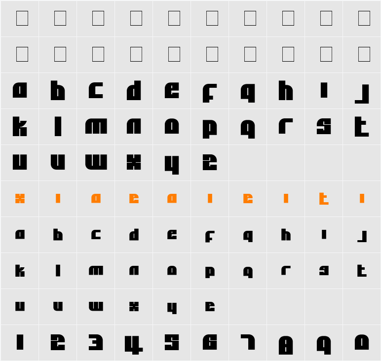 Alpha Flight Solid Small Caps 字符映射表