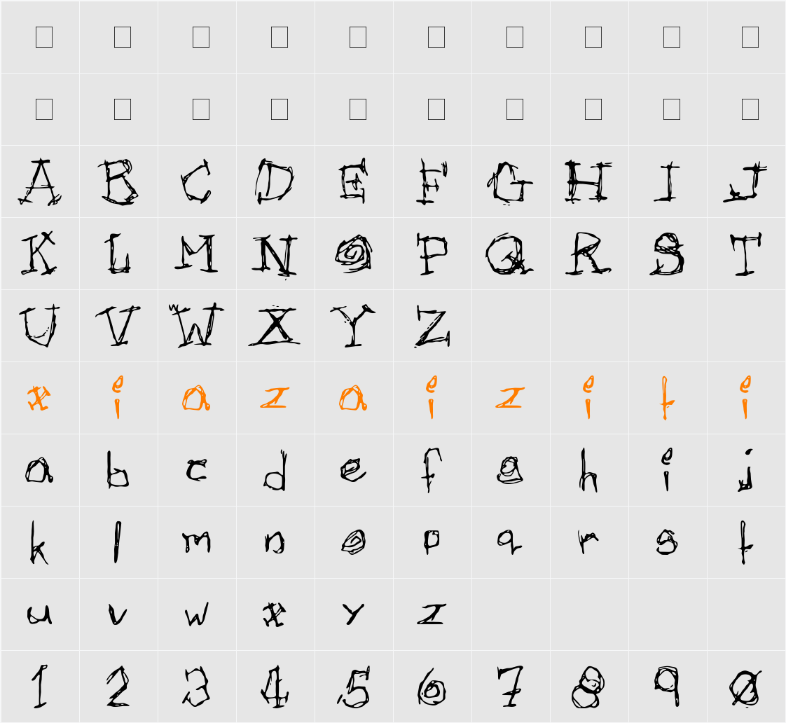 Afectionless 字符映射表