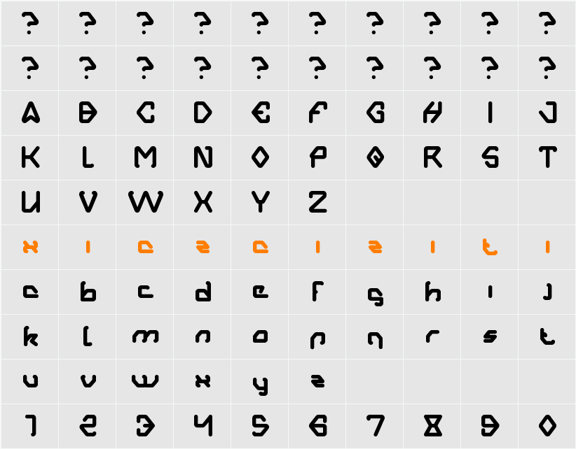 Aero Dynamic-Light 字符映射表