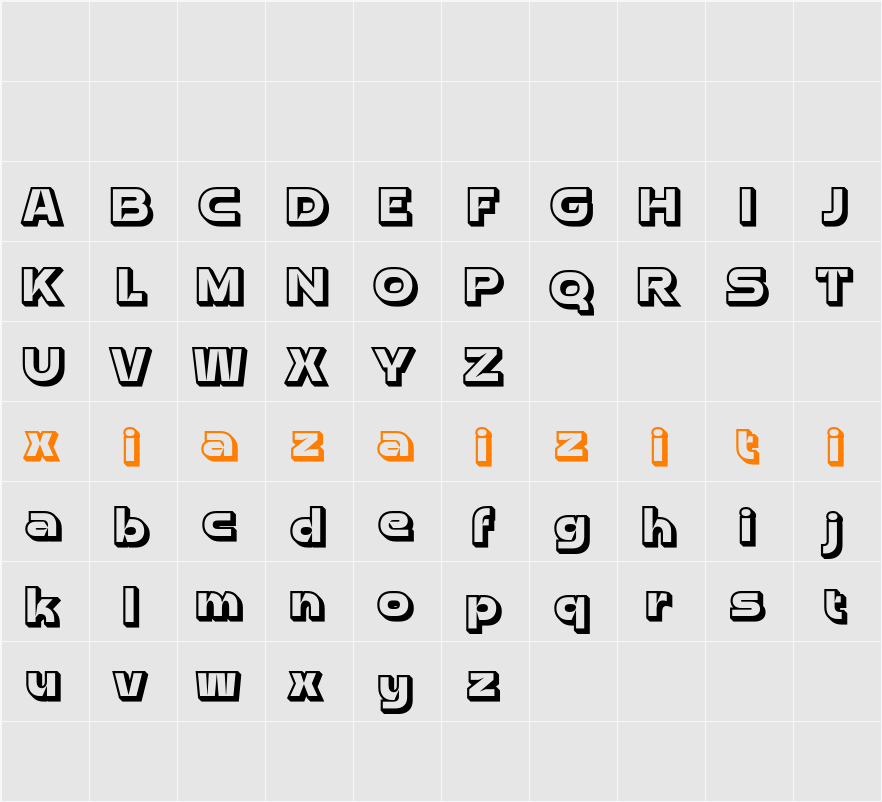 Aldercy 3D Demo rudeRight 字符映射表