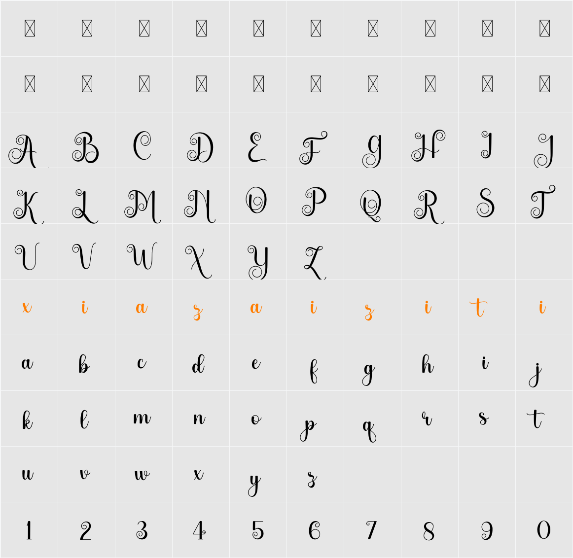 Aliyah Script 字符映射表