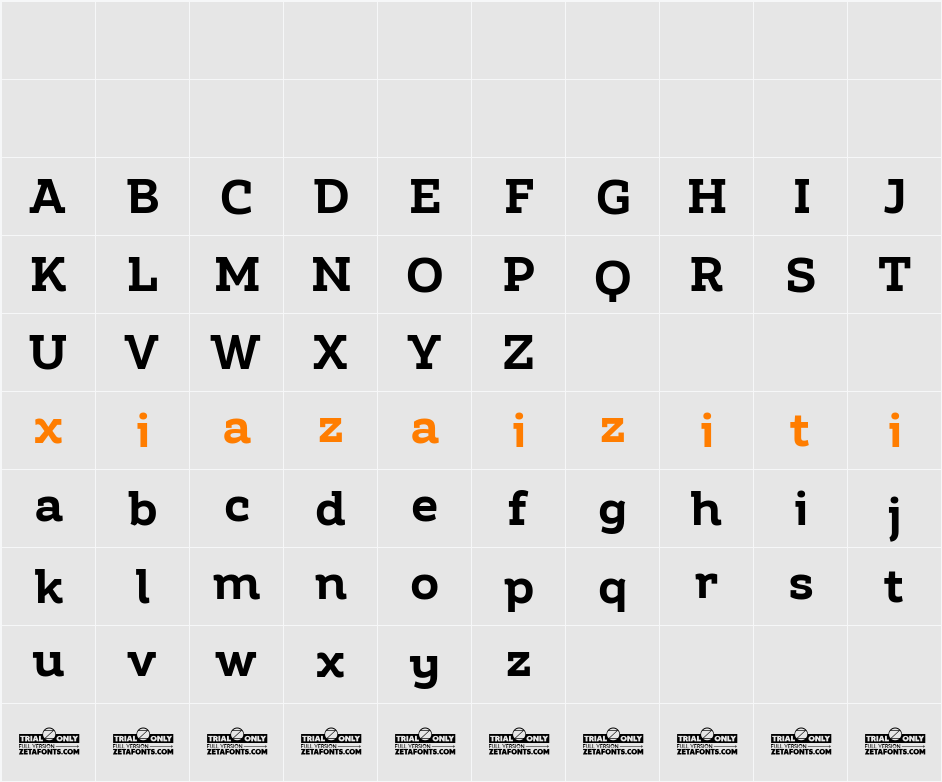 Amazing Slab Trial 字符映射表