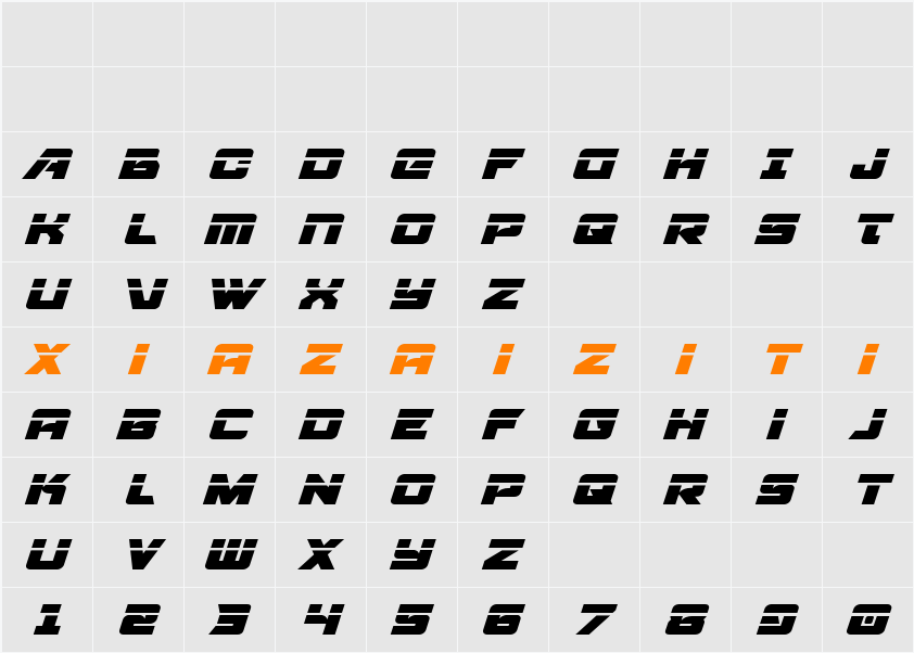Aircruiser Laser Italic 字符映射表