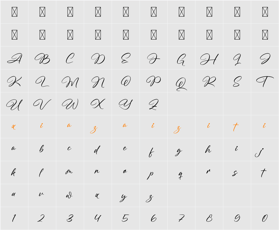 Agmestic DEMO 字符映射表