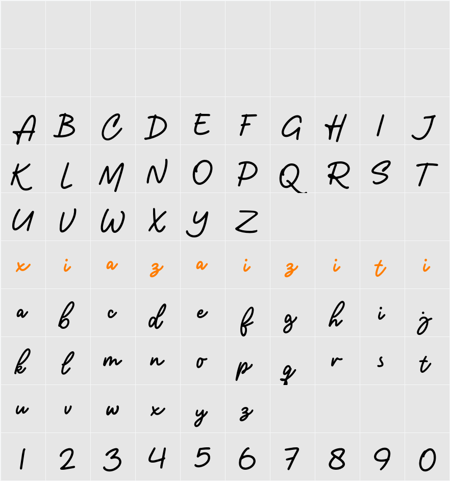 Amterina 字符映射表