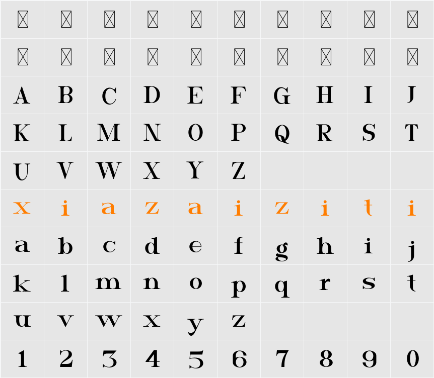 VERIETTA 字符映射表