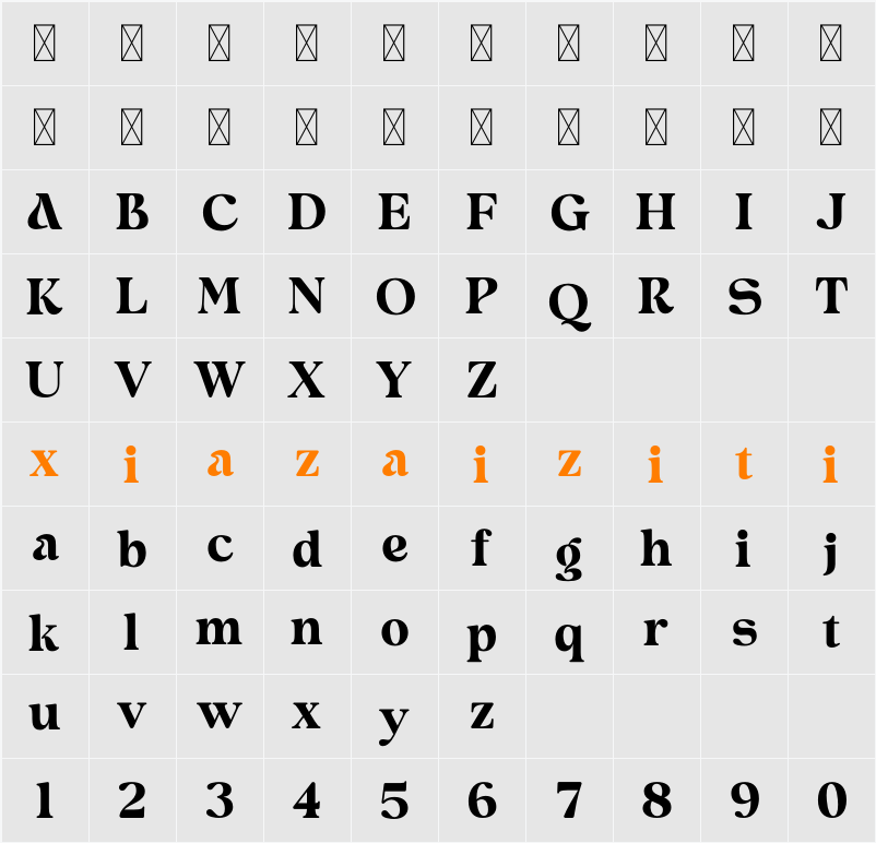 Asturo Grand Serif DEMO 字符映射表