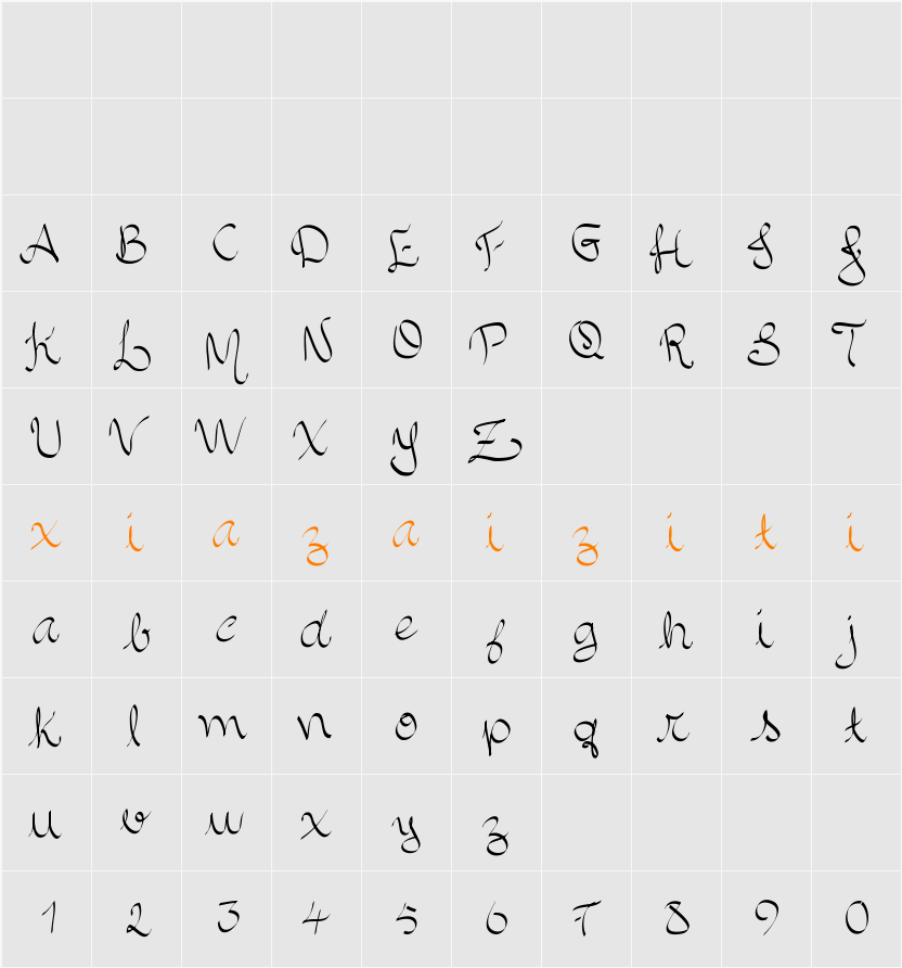 Allura Script 字符映射表