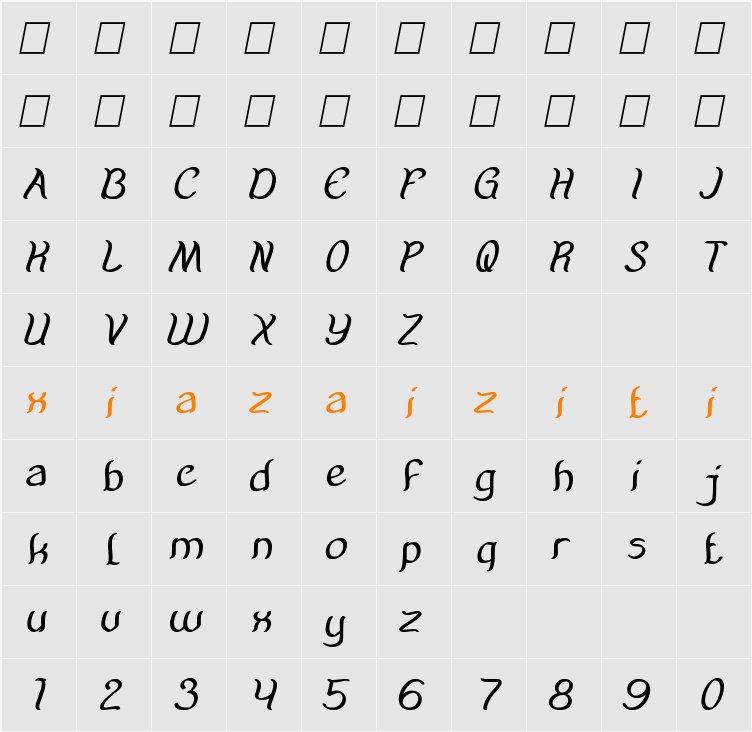 Amazing Symphony 字符映射表