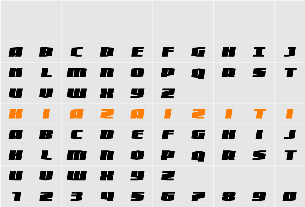 Alpha Century Semi-Italic 字符映射表