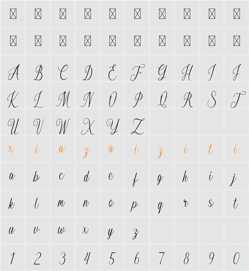 Auloriel 字符映射表