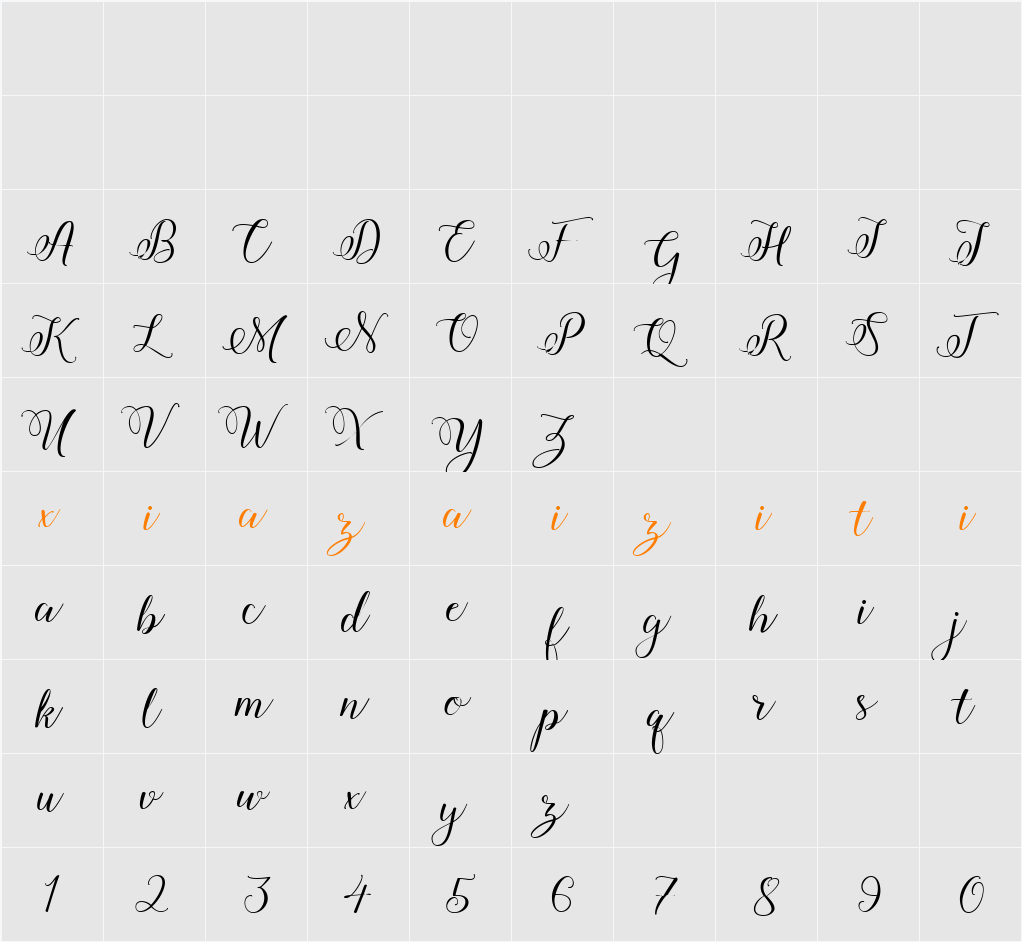 Amberlyn Script 字符映射表