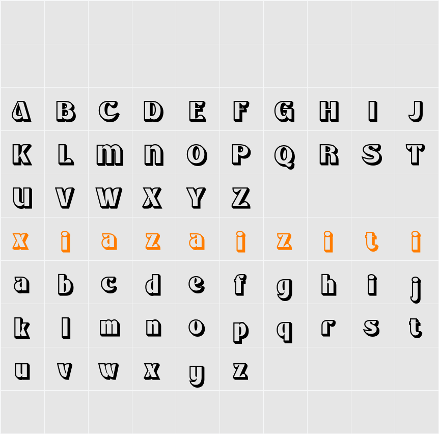 Arshine Extrude Right Demo 字符映射表