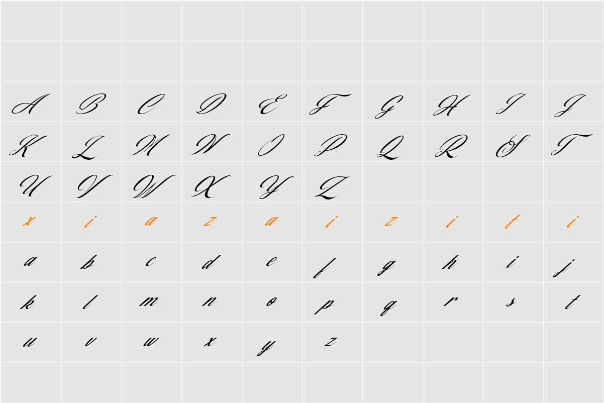 Amelina Script 字符映射表